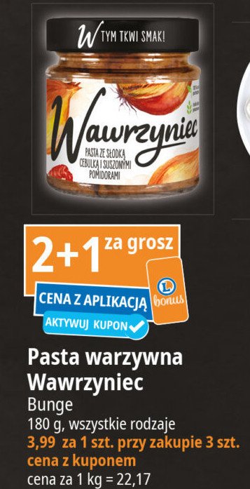 Pasta ze słodką cebulką i suszonymi pomidorami Wawrzyniec promocja w Leclerc