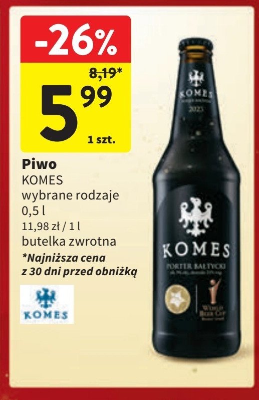 Piwo Komes porter bałtycki promocja w Intermarche