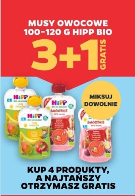 Musy owocowe Bio 100-120g 3+1 GRATIS promocja w Netto