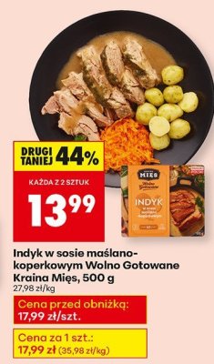 Indyk w sosie maślano-koperkowym Wolno Gotowane Kraina Mięs 500 g promocja w Biedronka