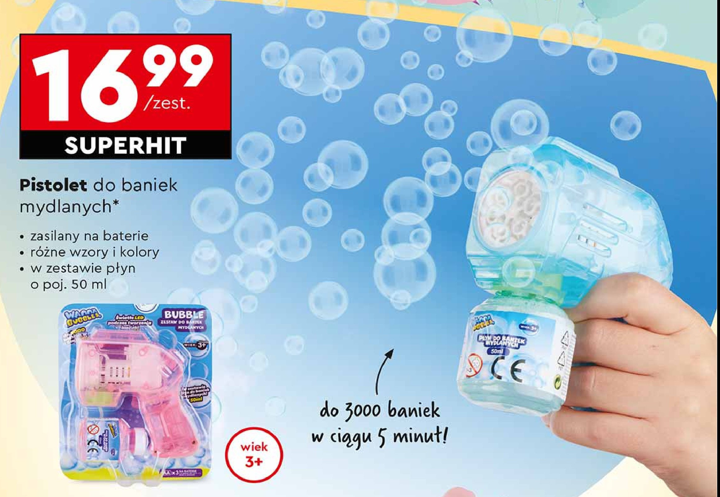 Pistolet do baniek mydlanych Wanna bubbles promocja w Biedronka