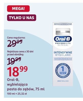 Pasta do zębów Oral-B, wybielająca pasta do zębów, 75 ml promocja w Rossmann