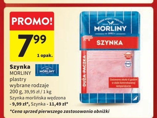 Szynka wieprzowa plastry Morliny promocja