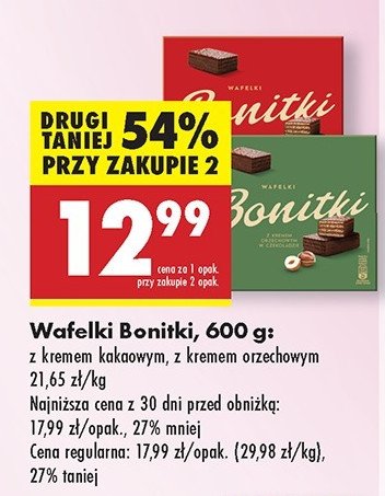 Wafelki z kremem orzechowym Bonitki promocja w Biedronka