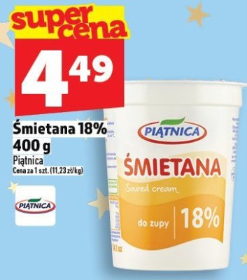 Śmietana 18% 400 g Piątnica promocja w TOPAZ