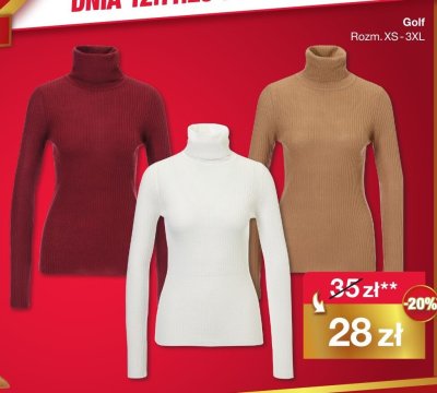 Golf damski z golfem różne kolory promocja w Woolworth