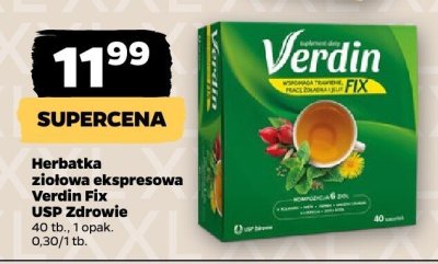 Herbatka ziołowa ekspresowa Fix USP Zdrowie promocja w Netto