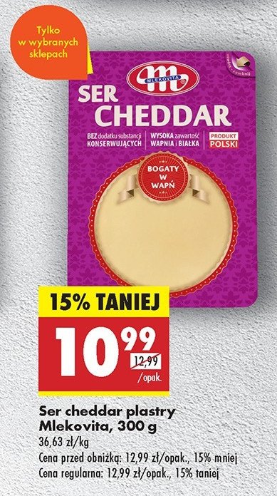 Ser cheddar plastry Mlekovita promocja w Biedronka