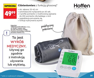 Ciśnieniomierz z funkcją głosową Hoffen promocja w Biedronka