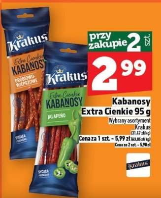 Kabanosy Extra Cienkie 95 g Krakus promocja w TOPAZ