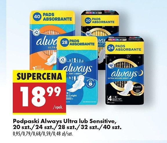 Podpaski normal plus 4-pak Always ultra promocja