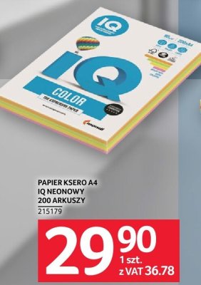 Papier ksero IQ neonowy A4 200 arkuszy promocja w Selgros