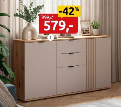 Komoda KOM3D2S, SxGxW: 150,5x40x87 cm promocja w Black Red White