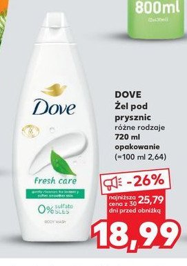 Żel pod prysznic fresh care Dove promocja w Kaufland