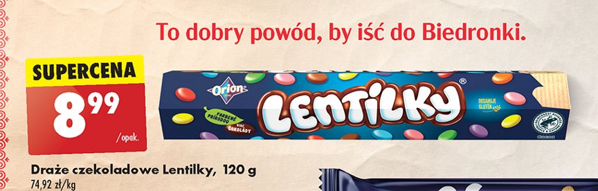 Draże czekoladowe Orion lentilky Nestle orion promocja