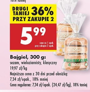 Bajgle pszenne Smashed promocja w Biedronka
