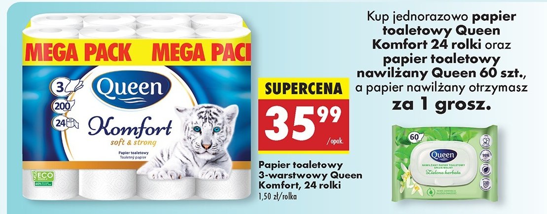 Papier toaletowy komfort Queen promocja w Biedronka