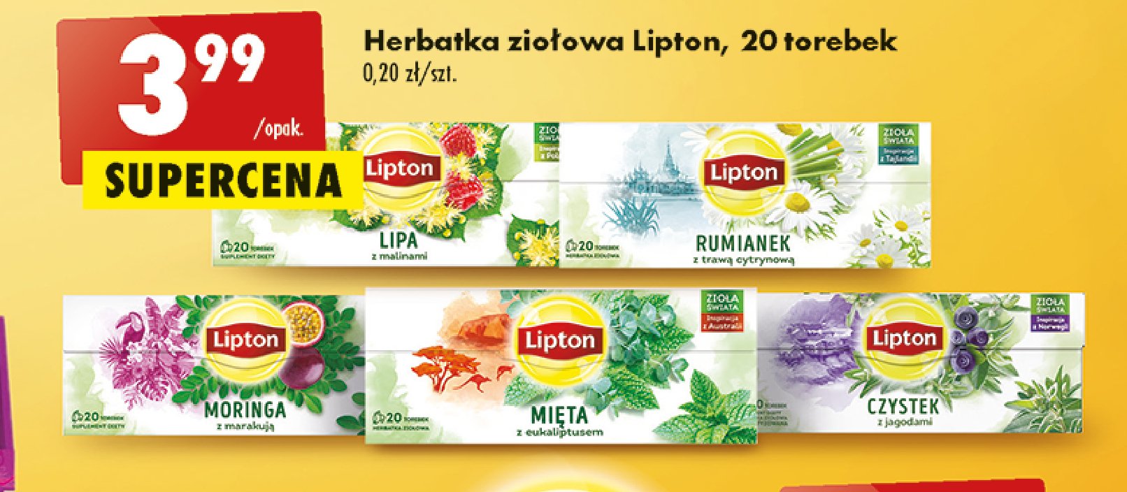 Herbatka czystek z jagodami Lipton zioła świata promocja