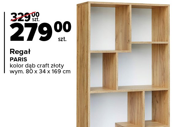 Regał paris dąb craft złoty 169 cm Vanmar promocja