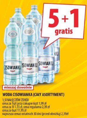 Woda Cisowianka (cały asortyment) 1,5l promocja w Arhelan