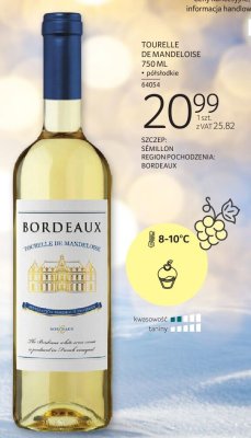 Wino Tourbelle de Mandeloise 750ml białe półsłodkie promocja w Selgros