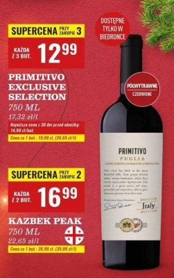Wino Primitivo Exclusive Selection 750ml promocja w Biedronka