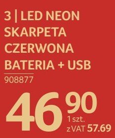 LED NEON SKARPETA CZERWONA BATERIA + USB promocja w Selgros