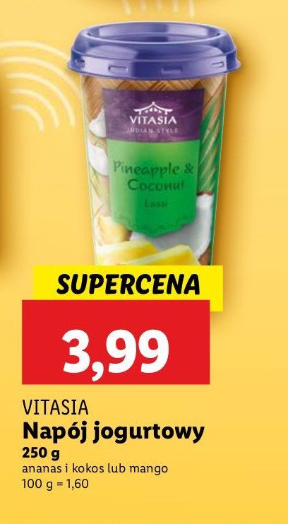 Napój jogurtowy mango Vitasia india promocja w Lidl