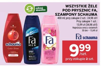 Żele pod prysznic, szampony Schauma Fa promocja w Stokrotka