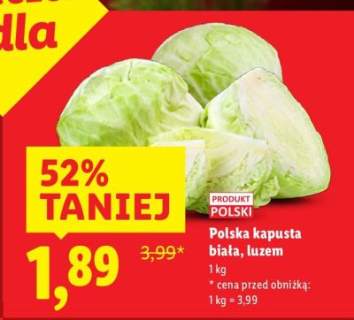 Polska kapusta biała, luzem Lidl promocja