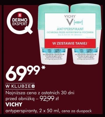 Antyperspirant VICHY antyperspiranty, 2 x 50 ml promocja w Super-Pharm