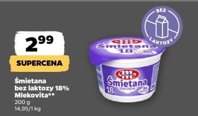 Śmietana bez laktozy 18% promocja w Netto