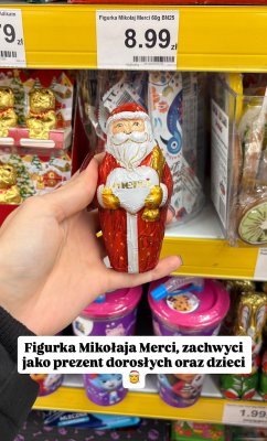 Figurka czekoladowa Mikołaj Merci 60g promocja w Dino