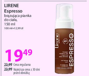 Pianka brązująca espresso Lirene dermoprogram promocja