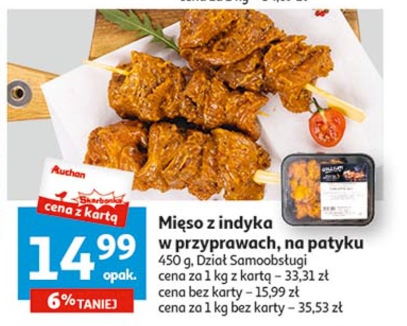 Mięso z indyka na patyku w przyprawach