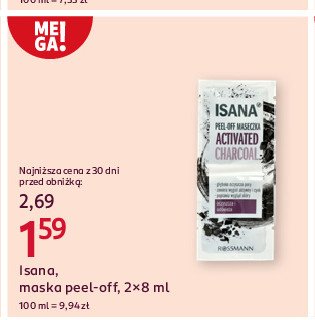 Maska do włosów peel-off aktywny węgiel i cynk Isana promocja w Rossmann