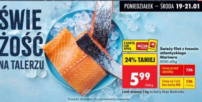 Świeży filet z łososia atlantyckiego promocja w Biedronka