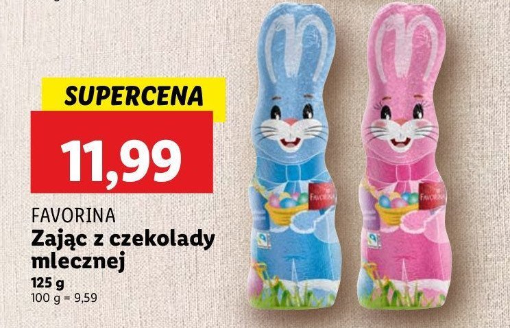 Zając z czekolady różowy Favorina promocja