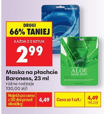 Maska na płachcie, różne rodzaje promocja w Biedronka