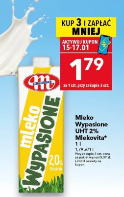 Mleko Wypasione UHT 2% 1l Mlekovita promocja w LEWIATAN