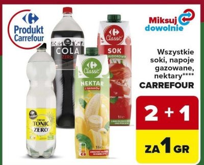 Soki, napoje gazowane, nektary CARREFOUR promocja w Carrefour