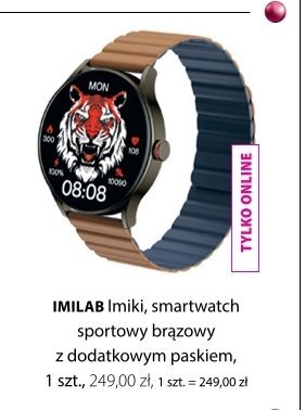 Smartwatch IMILAB Imiki sportowy brązowy z dodatkowym paskiem promocja w Hebe