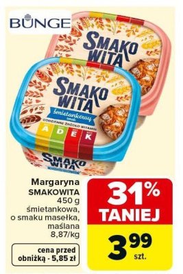 Margaryna Smakowita śmietankowa 450g promocja w Carrefour
