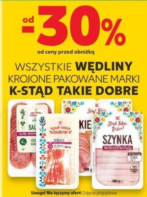 Wędliny krojone pakowane marki K-Stąd Takie Dobre różne rodzaje promocja w Kaufland