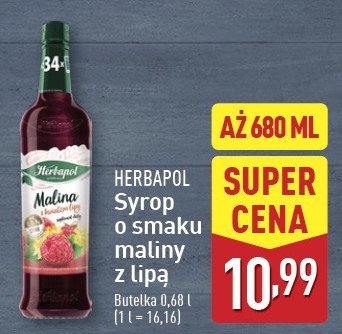 Syrop malina z kwiatem lipy Herbapol owocowa spiżarnia promocja w Aldi