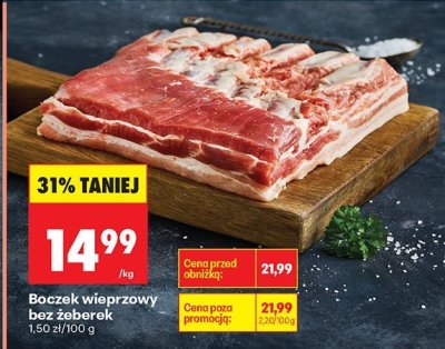 Boczek wieprzowy bez żeberek na wagę promocja w Biedronka