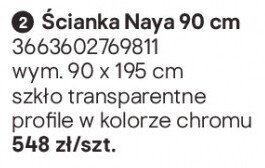 Ścianka prysznicowa Naya 90 cm promocja w Castorama