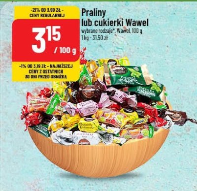 Pralinki lub cukierki Wawel wybrane rodzaje promocja w POLOmarket