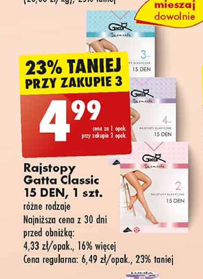 Rajstopy classic 15 den rozm. 4 Gatta promocja