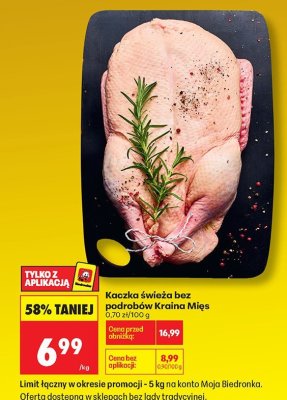 Kaczka świeża bez podrobów Kraina Mięs promocja w Biedronka